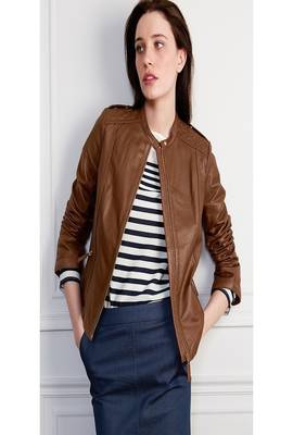 women's brown lambskin leather biker jacket classic moto zip style select 1