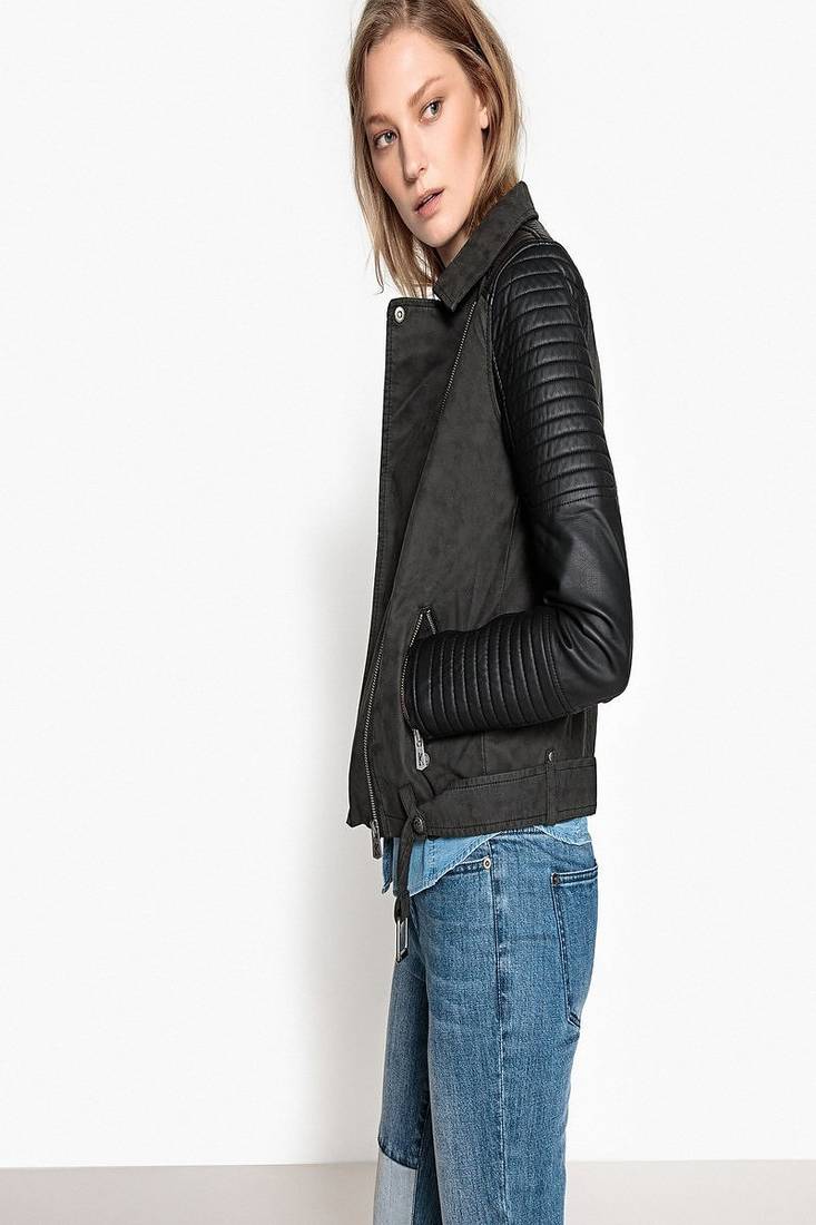 Women's black biker jacket slim fit real lambskin 100% handmade pure napa black-c326