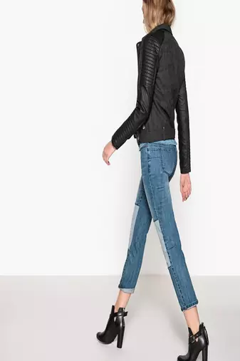 women's black napa leather biker jacket classic moto zip style modern authentic