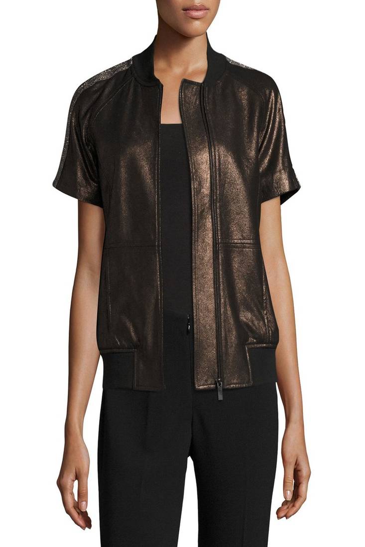 Womens genuine lambskin leather motorcycle slim fit short sleeve ladies  jacket-cl-w328