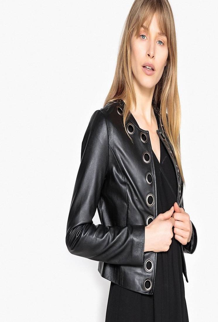 Womens genuine lambskin leather motorcycle slim fit designer ladies biker jacket-cl-w330