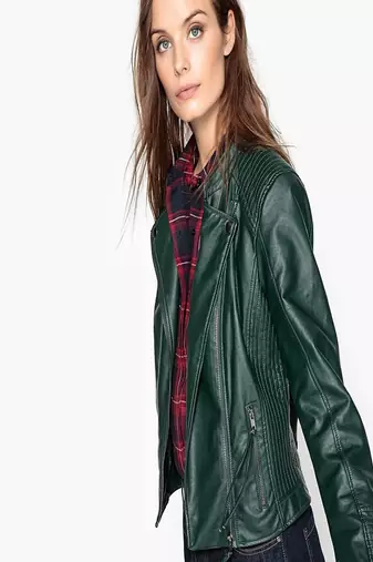 Womens genuine lambskin leather motorcycle slim fit designer ladies biker jacket-c332