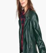 Womens genuine lambskin leather motorcycle slim fit designer ladies biker jacket-c332
