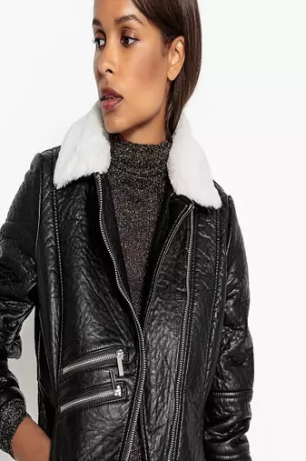 Womens genuine lambskin leather motorcycle slim fit designer ladies biker jacket-c333