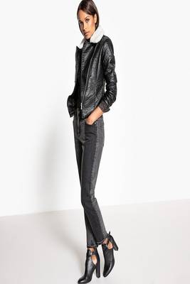 women's genuine lambskin leather biker jacket classic moto zip style modern premium 2