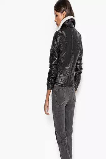 women's genuine lambskin leather biker jacket classic moto zip style modern premium