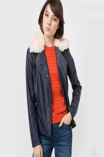 Womens genuine lambskin leather motorcycle slim fit designer ladies biker jacket-c134