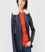 Womens genuine lambskin leather motorcycle slim fit designer ladies biker jacket-c134