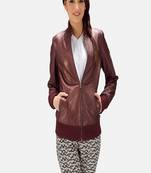 Womens genuine lambskin red leather motorcycle slim fit designer ladies biker jacket-c135