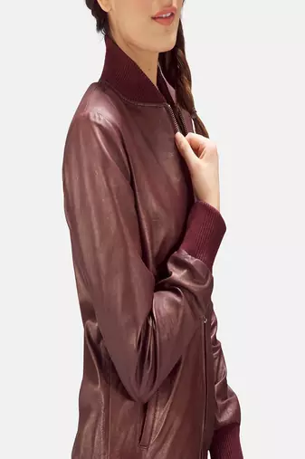 women's red lambskin leather biker jacket classic moto zip style superior