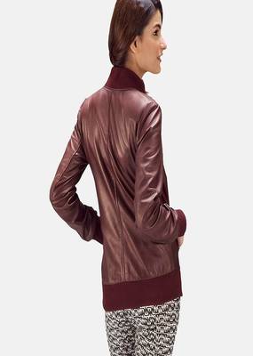 women's red lambskin leather biker jacket classic moto zip style superior 4