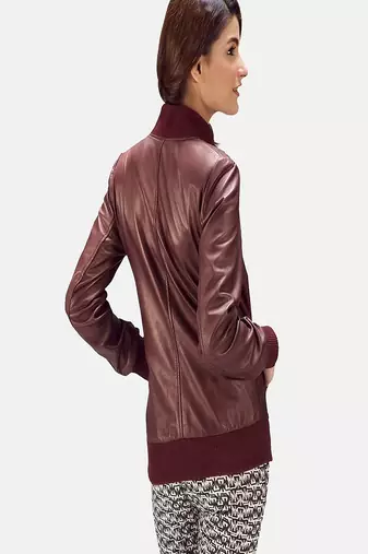 women's red lambskin leather biker jacket classic moto zip style superior