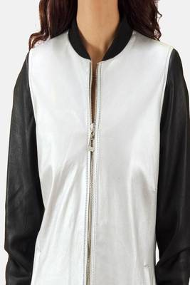 women's silver lambskin leather biker jacket classic moto zip style 1
