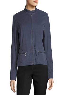 women's blue lambskin leather biker jacket classic moto zip style genuine 2
