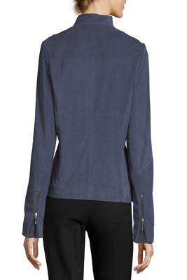 women's blue lambskin leather biker jacket classic moto zip style genuine 3