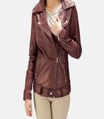 Womens genuine lambskin brown leather motorcycle slim fit designer ladies biker jacket-ccl-w339