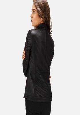 women's black lambskin leather biker jacket classic moto zip style exclusive signature 2