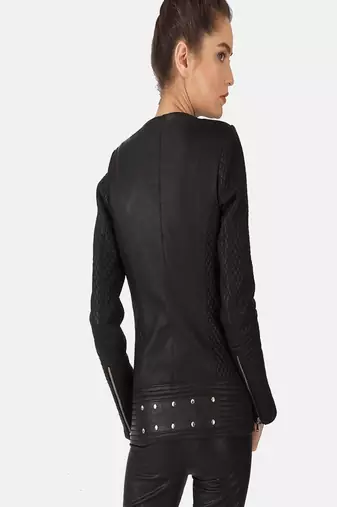 women's black lambskin leather biker jacket classic moto zip style exclusive unique