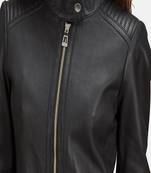 women's black lambskin leather biker jacket classic moto zip style exclusive special