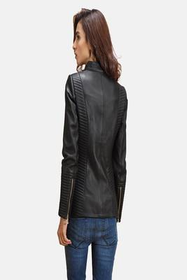 women's black lambskin leather biker jacket classic moto zip style exclusive special 3