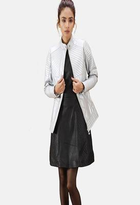 women's silver lambskin leather biker jacket classic moto zip style exclusive 1