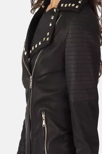 women's black lambskin leather biker jacket classic moto zip style exclusive original