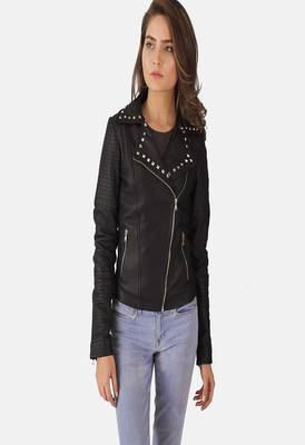 women's black lambskin leather biker jacket classic moto zip style exclusive original 1