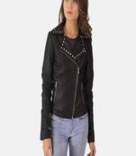 women's black lambskin leather biker jacket classic moto zip style exclusive original