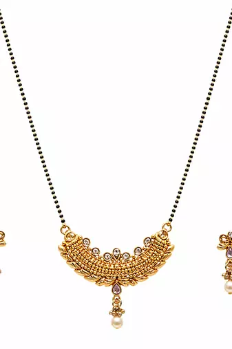 Crescent Shape floral kundan Mangalsutra Set
