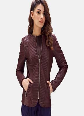 women's burgundy lambskin leather biker jacket classic moto zip style premium 4
