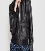 Womens genuine lambskin black leather motorcycle slim fit designer ladies biker jacket-cl-w352