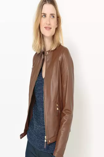 Womens genuine lambskin black leather motorcycle slim fit designer ladies biker jacket-cl-w353