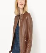 Womens genuine lambskin black leather motorcycle slim fit designer ladies biker jacket-cl-w353