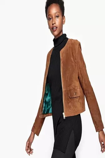 women's brown lambskin leather biker jacket classic moto zip style original