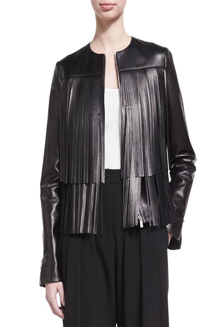 Womens genuine lambskin black leather motorcycle slim fit designer ladies biker jacket-cl-w356