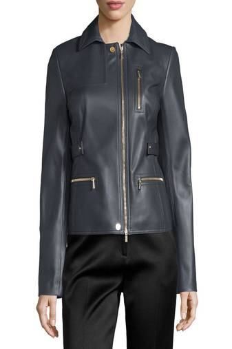 women's black lambskin leather biker jacket classic moto zip style exclusive advanced