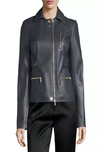 Lwomens genuine lambskin black leather motorcycle slim fit designer ladies biker jacket-cl-w357