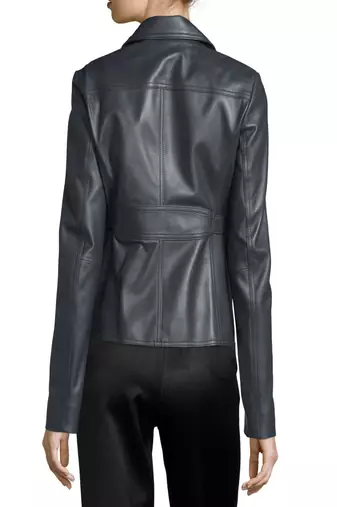 women's black lambskin leather biker jacket classic moto zip style exclusive advanced