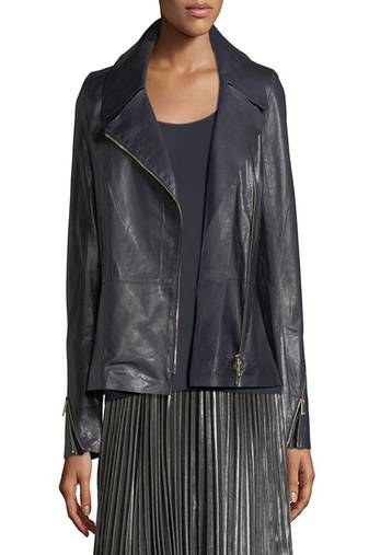 Womens genuine lambskin blue  leather motorcycle slim fit designer ladies biker jacket-cl-w358