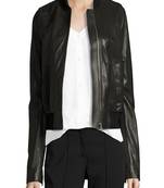 Womens genuine lambskin black leather motorcycle slim fit designer ladies biker jacket-cl-w361