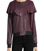 Womens genuine lambskin maroon leather motorcycle slim fit designer ladies biker jacket-cl-w363