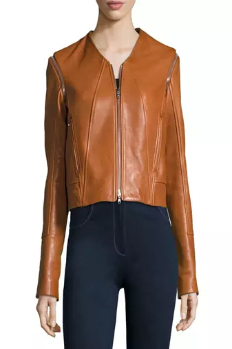 Womens genuine lambskin brown leather motorcycle slim fit designer ladies biker jacket-cl-w364