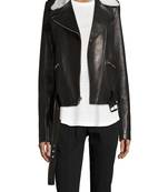 Womens genuine lambskin black leather motorcycle slim fit designer ladies biker jacket-cl-w365