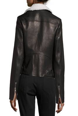 women's black lambskin leather biker jacket classic moto zip style modern stylish 3
