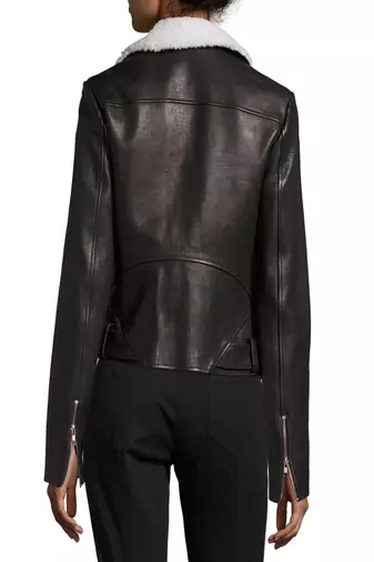 women's black lambskin leather biker jacket classic moto zip style modern stylish