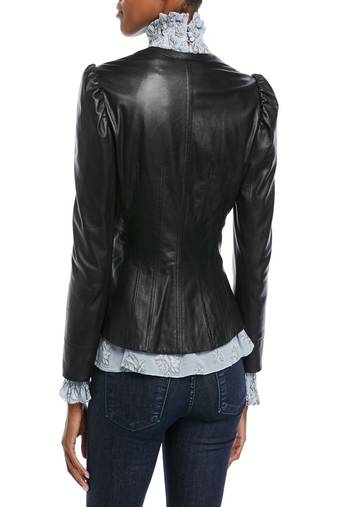 Womens genuine lambskin black leather motorcycle slim fit designer ladies biker jacket-cl-w366