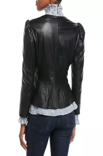 Womens genuine lambskin black leather motorcycle slim fit designer ladies biker jacket-cl-w366
