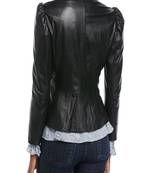 Womens genuine lambskin black leather motorcycle slim fit designer ladies biker jacket-cl-w366
