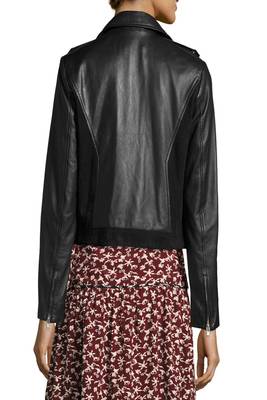 women's black lambskin leather biker jacket classic moto zip style modern genuine 2