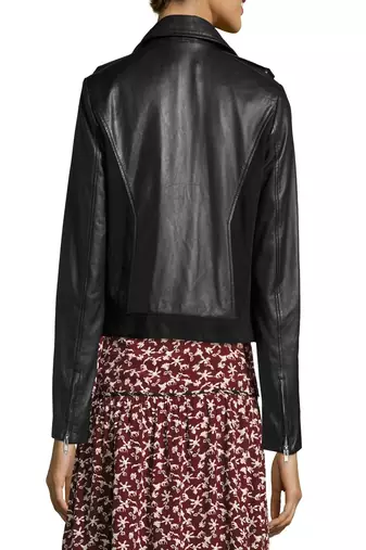 women's black lambskin leather biker jacket classic moto zip style modern genuine